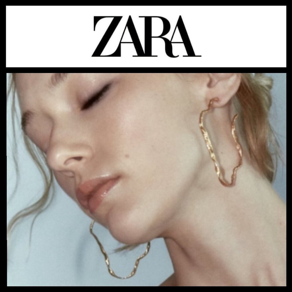 Zara - Large Gold Twisted Open Hoop Earrings - NWT - Picture 12 of 15